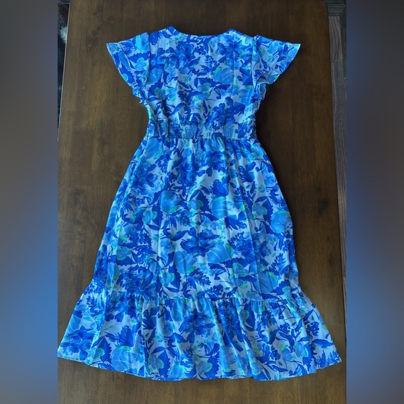 Blue Floral Midi Dress - Picture 1 of 6